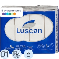 Бумага туалетная Luscan Deluxe 3-слойная белая (24 рулона в упаковке)