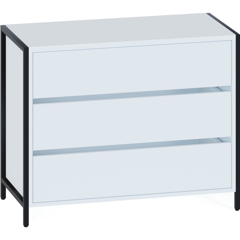 Изображение товара Комод Т-401 белый стиль лофт вместительный с металлическим каркасом 940х449х755 мм