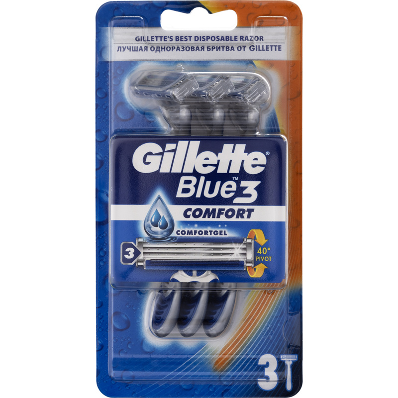 Изображение товара Одноразовая мужская бритва Gillette Blue 3 Comfort 3 шт в упаковке