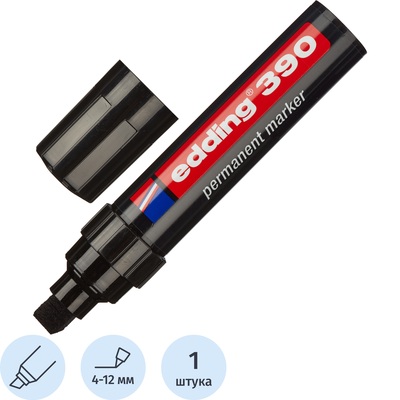 Маркер перманентный Edding E-390/1 черный (толщина линии 4-12 мм) скошенный наконечник – купить по выгодной цене в интернет-магазине | 35738