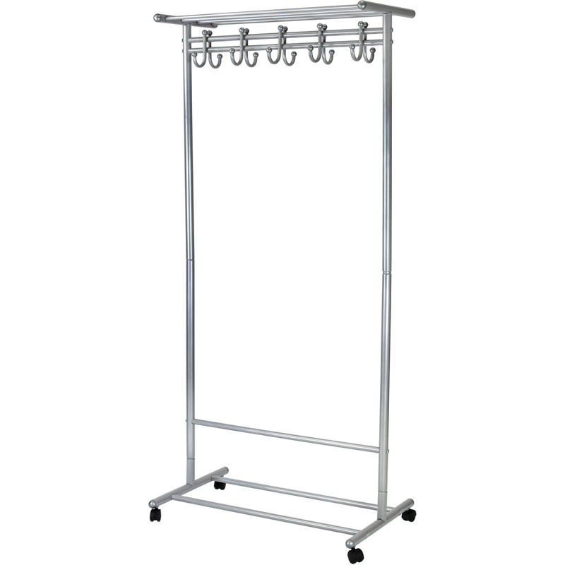 Изображение товара Напольная вешалка М 9 с крючками и колесами, металллик, 800х460х1750 мм