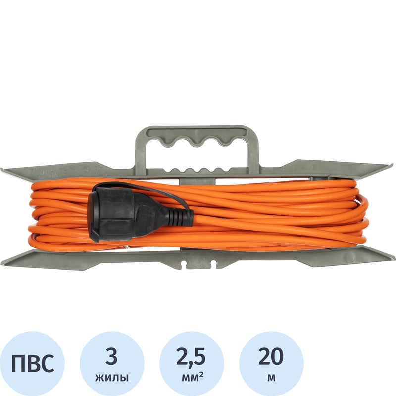 Изображение товара Удлинитель силовой на рамке TOPFORT ПВС 20 м 16 А IP44 с заземлением