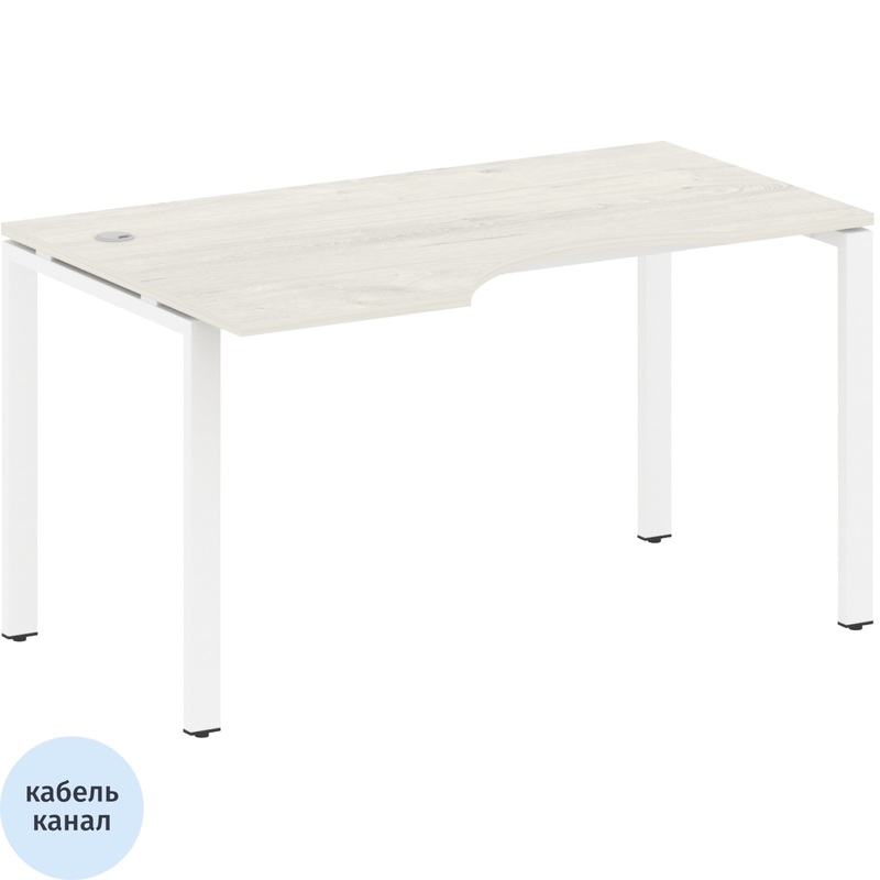 Изображение товара Эргономичный рабочий стол Metal System Style БП.СА-2 Л дуб наварра белый 1400х900х750 мм