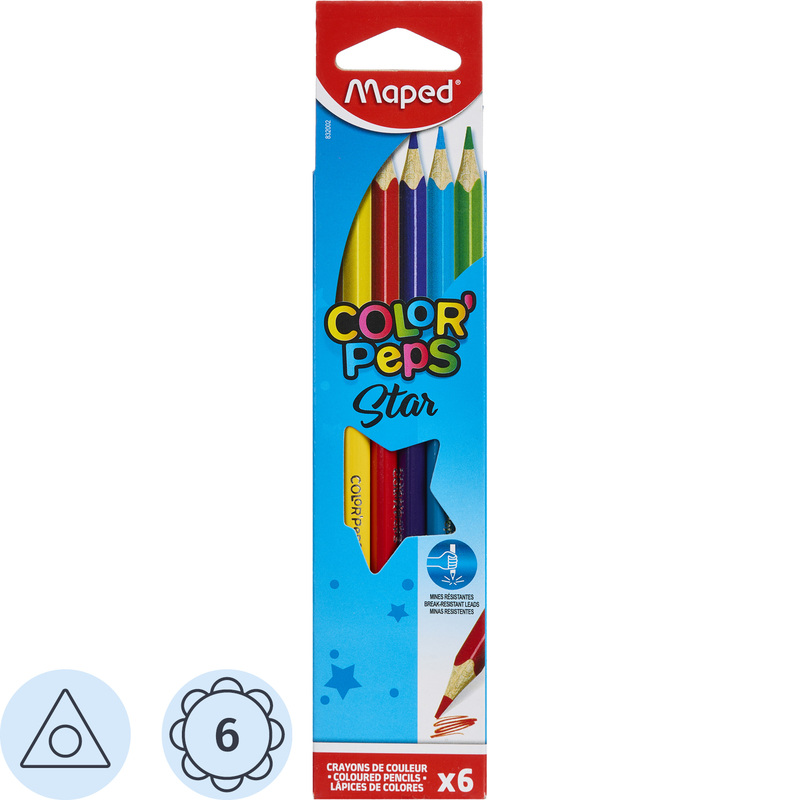 Изображение товара Карандаши цветные Maped Color'Peps Star 6 карандашей 6 цветов трёхгранные