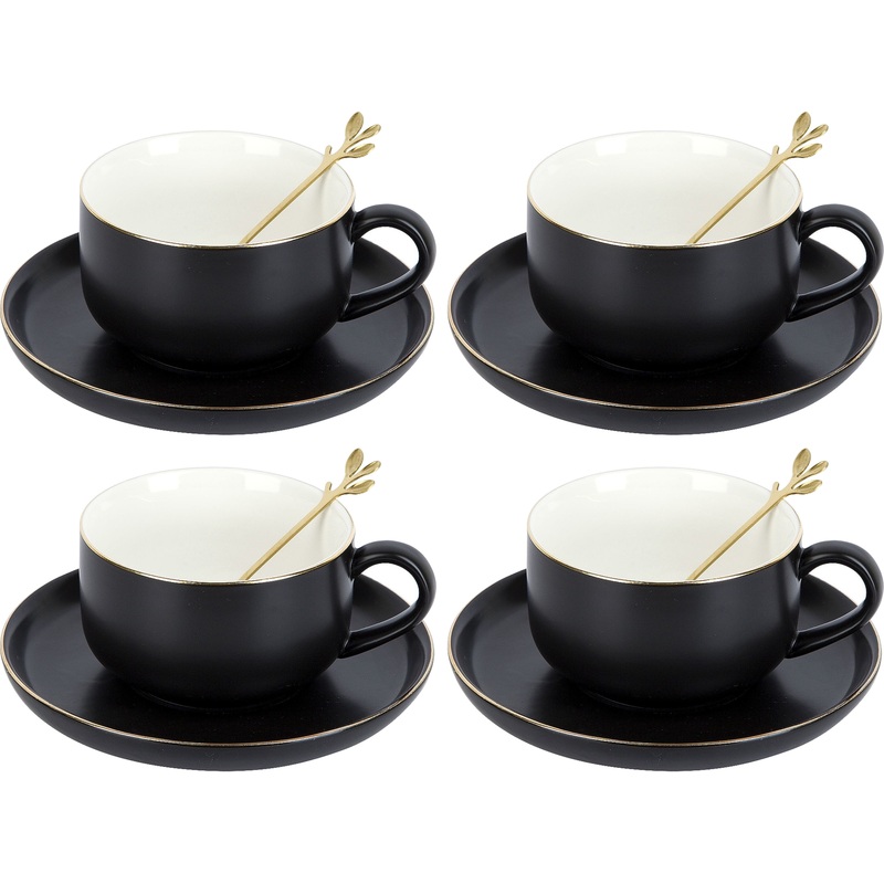 Изображение товара Чайный набор Nouvelle Home Royal line Night 4 персоны фарфор золотая кайма