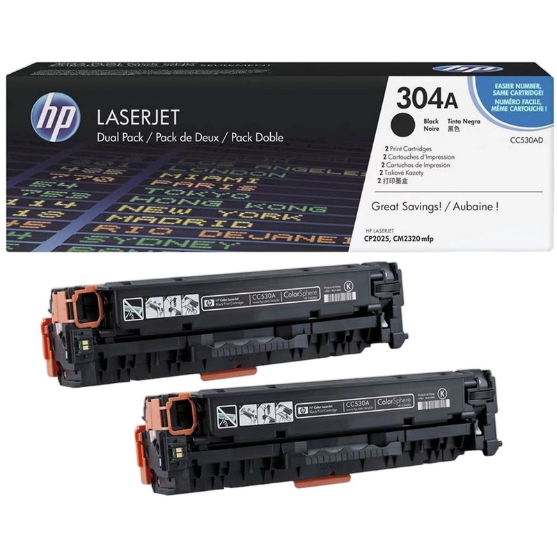 Изображение товара Лазерный картридж HP 304A CC530AD черный оригинальный двойная упаковка
