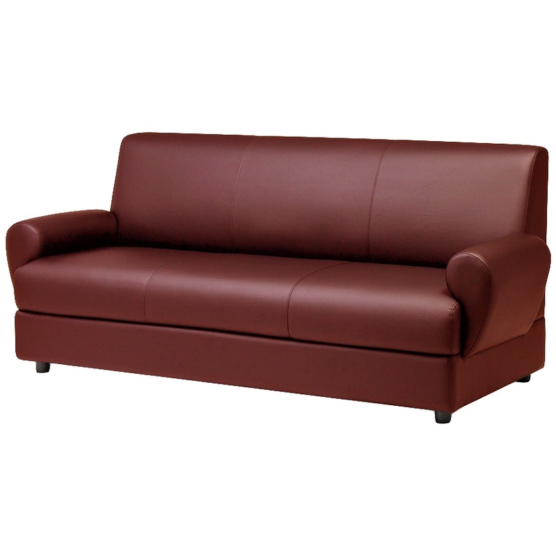 Изображение товара Диван трехместный Матрикс бордовый из искусственной кожи