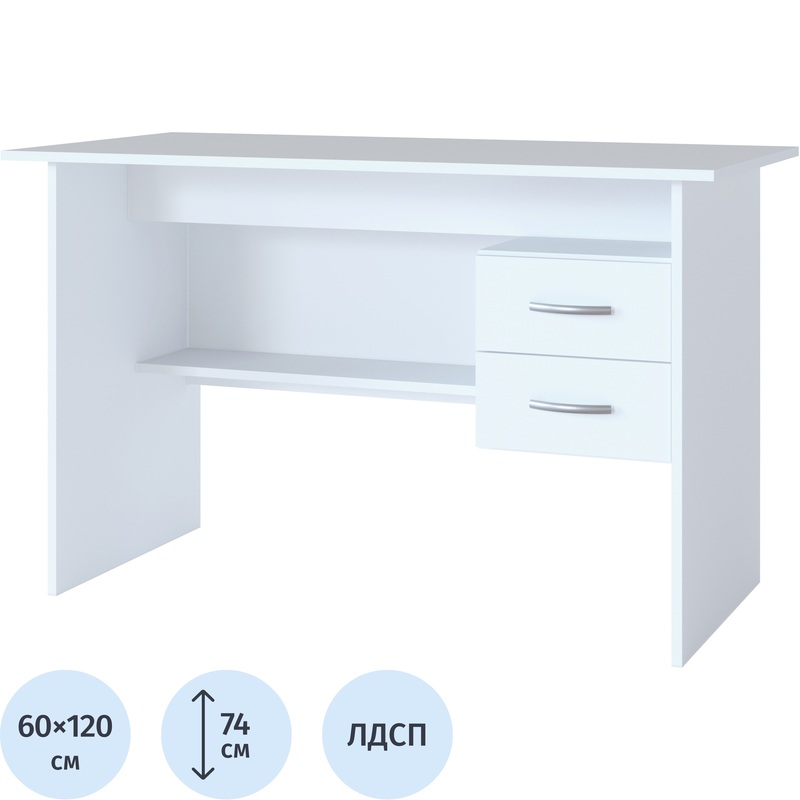 Изображение товара Стол компьютерный Сокол СПм-07.1Б (белый, 1200х600х740 мм)