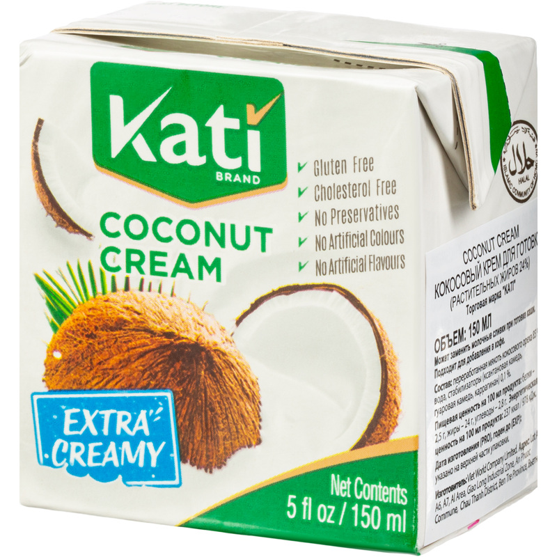 Изображение товара Кокосовые сливки Kati ультрапастеризованные 24% 150 мл для десертов и напитков