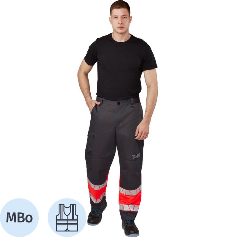 Изображение товара Брюки сигнальные летние мужские Равелин-БР с СОП красные/графит (размер 64-66, рост 170-176)