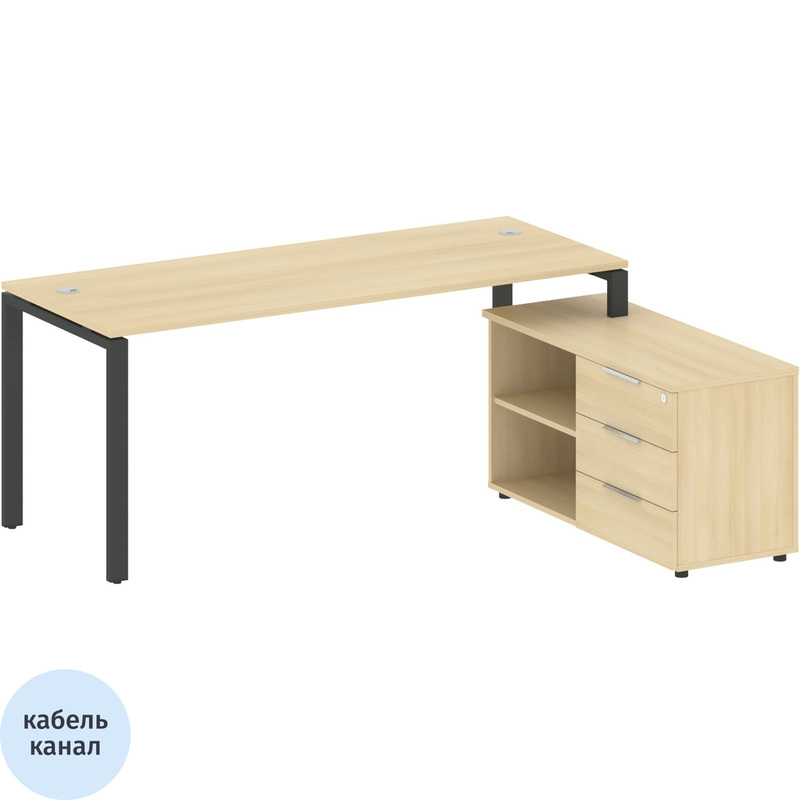 Изображение товара Стол угловой Metal System Style БП.РС-СТС-2.5 правый с тумбой акация лорка/антрацит