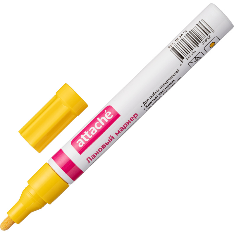 Изображение товара Маркер промышленный лаковый Attache жёлтый 2-4 мм для маркировки материалов