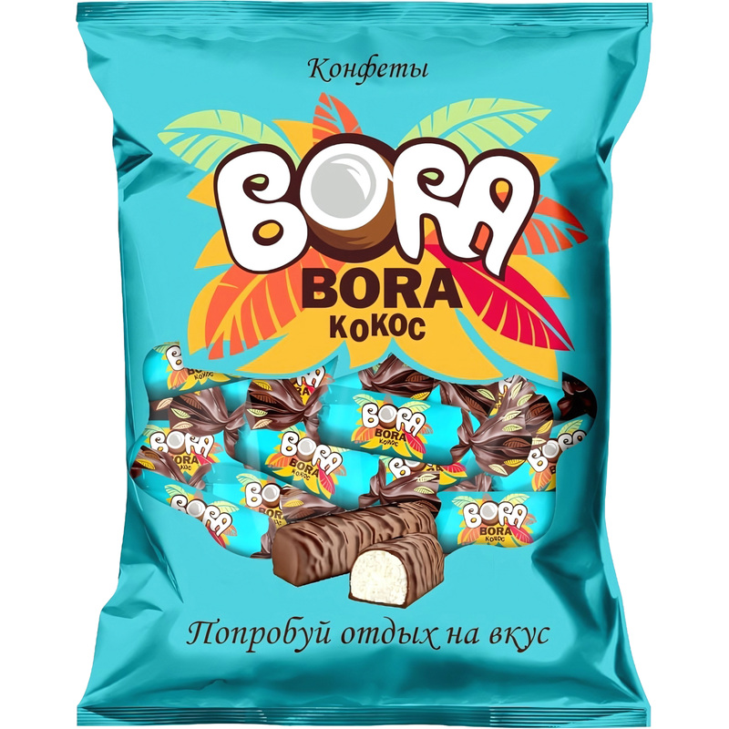Изображение товара Конфеты шоколадные Bora-Bora 200 г с кремовой начинкой и кокосовой стружкой