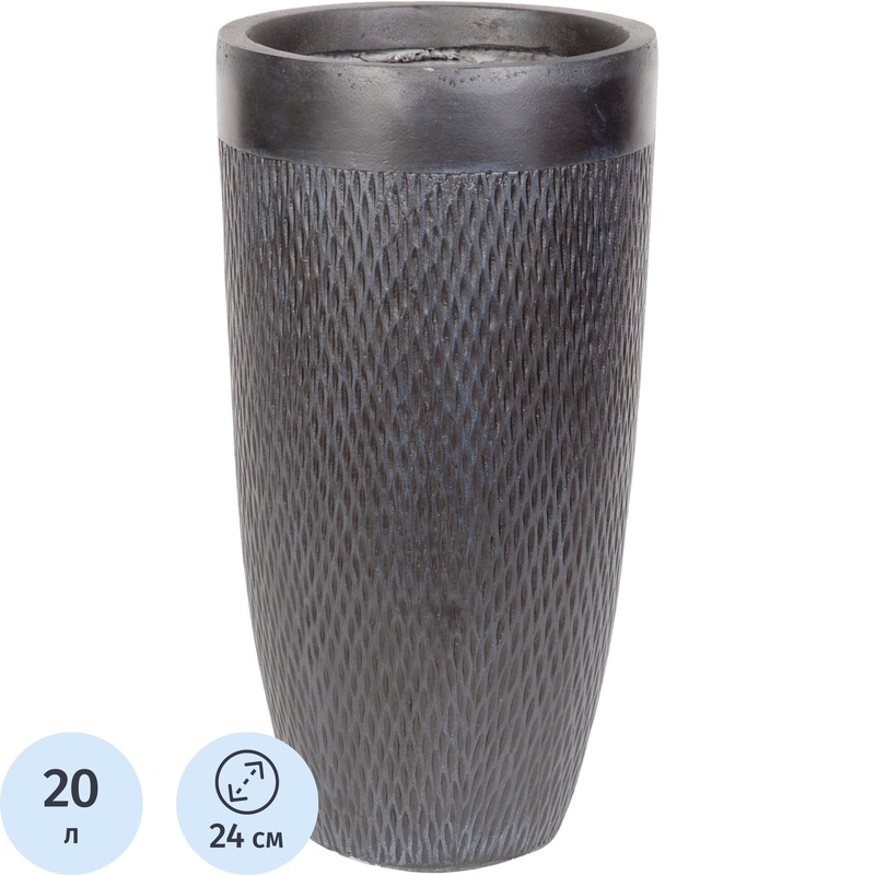 Изображение товара Кашпо Idealist Лотус 20л дымчато-серый напольное из файберстоун