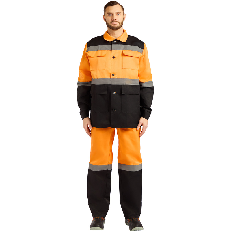 Изображение товара Костюм дорожный летний с полукомбинезоном лд01-КПК оранжевый черный с СОП
