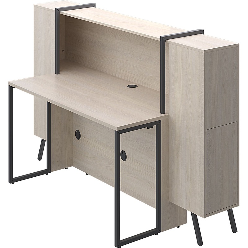 Изображение товара Стойка ресепшен прямая Volpi 140R004 (дуб скандинавский/чёрный, 1950х741х1231 мм)