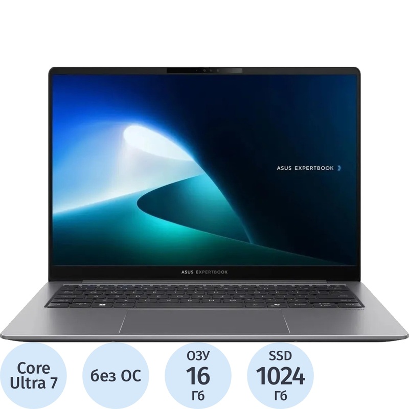 Изображение товара Ноутбук Asus ExpertBook P5405CSA-NZ0209 14" серый Intel Core Ultra 7 258V/16 ГБ/SSD 1024 ГБ (90NX0861-M008B0)
