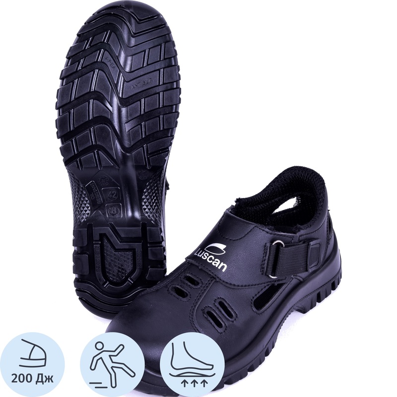 Изображение товара Полуботинки Luscan с перфорацией из микрофибры с металлическим подноском, черные, размер 38