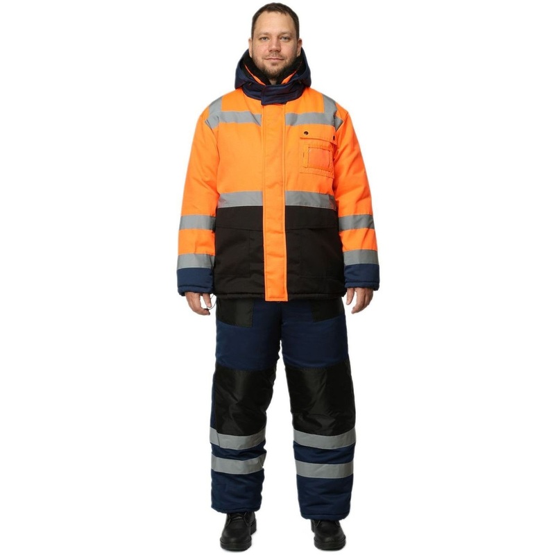 Изображение товара Костюм рабочий зимний мужской с СОП оранжевый/синий/чёрный 52-54
