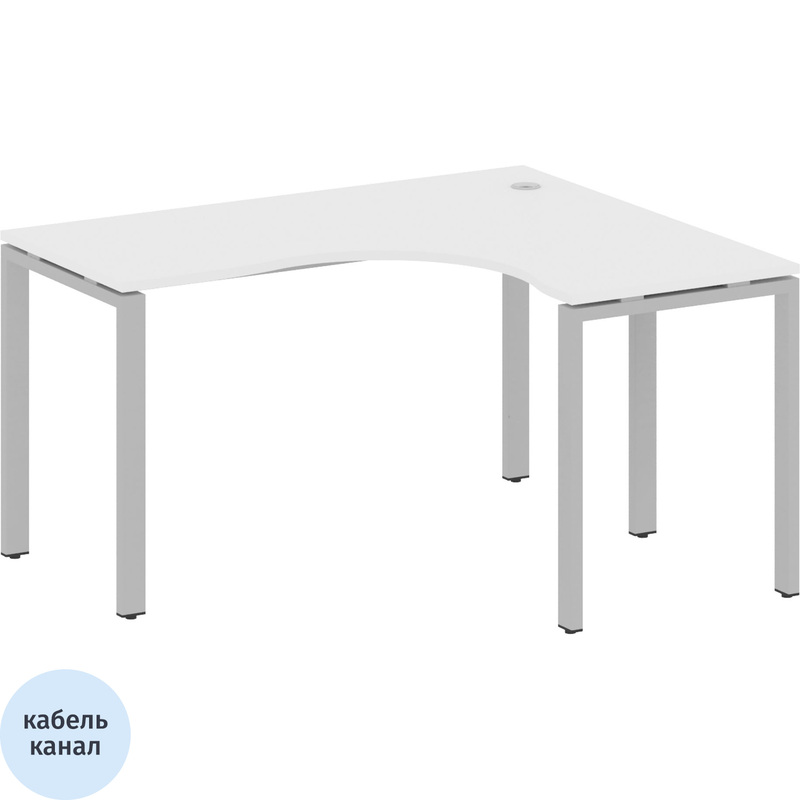 Изображение товара Эргономичный рабочий стол Metal System Style БП.СА-3 Пр 1400х1200 мм белый/серый