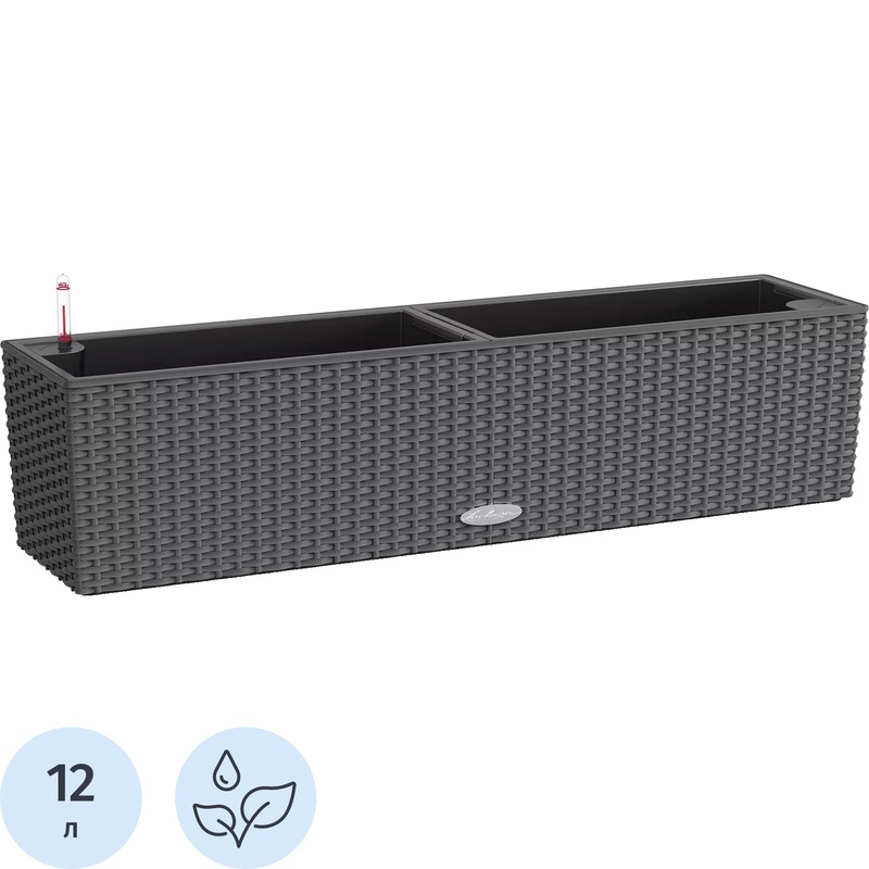 Изображение товара Кашпо с автополивом Lechuza Balconera Cottage 80 12 л серый гранит прямоугольное