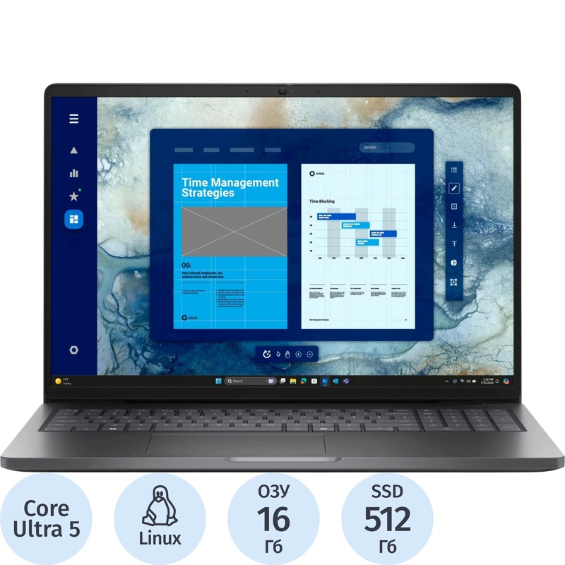 Изображение товара Dell Pro16 PRO16-5653 ноутбук Core Ultra 5 16 ГБ 512 ГБ SSD Linux