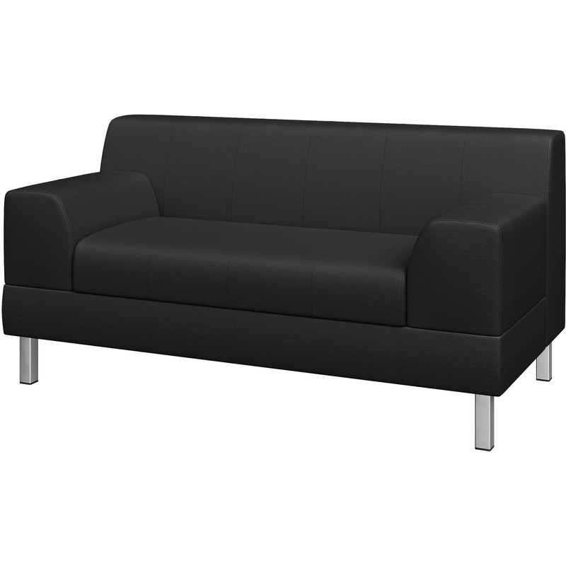 Изображение товара Двухместный диван Flagman из искусственной кожи черный с металлическими опорами