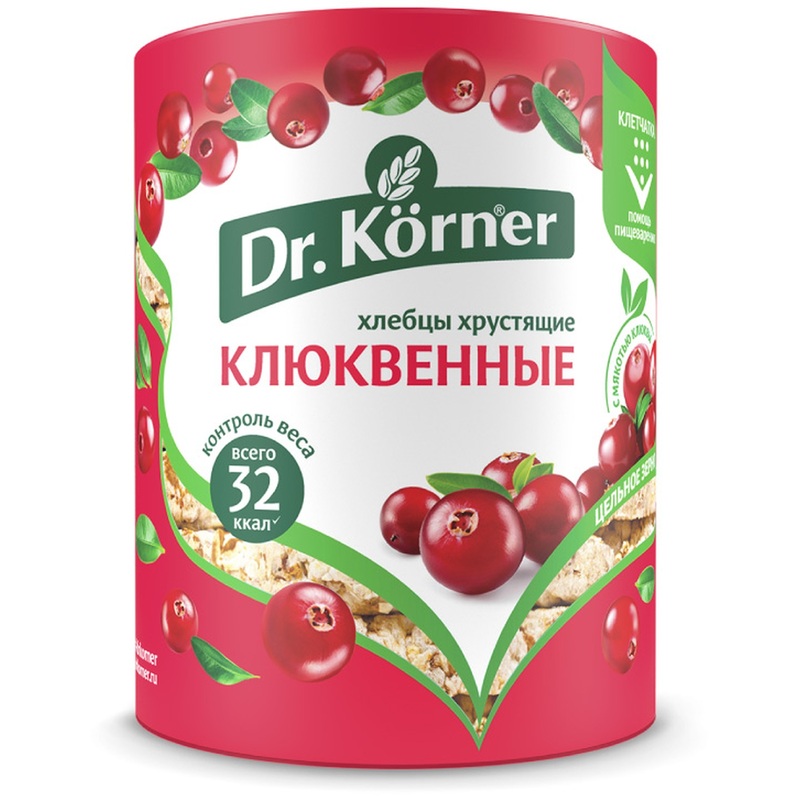 Изображение товара Хлебцы Dr.Korner Злаковый коктейль клюквенный пшеничные 100 г