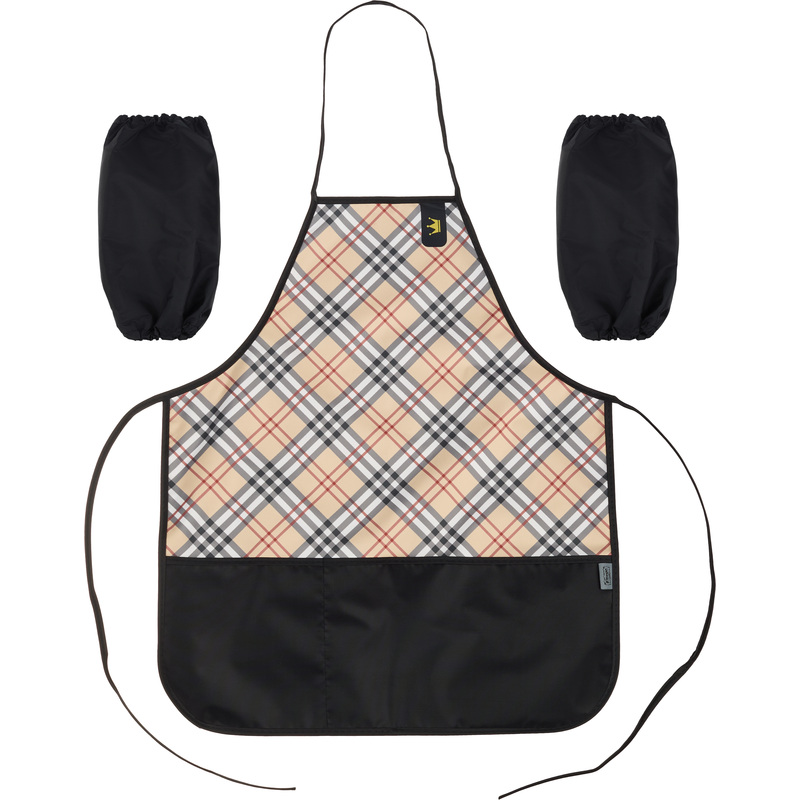 Изображение товара Фартук Комус Класс Queen бежевый с нарукавниками размер 53.5x44.5 см