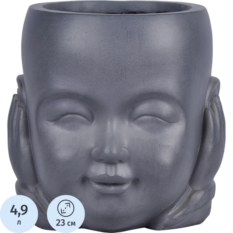 Изображение товара Кашпо Idealist 4.7 л дымчато-серый в форме головы для растений