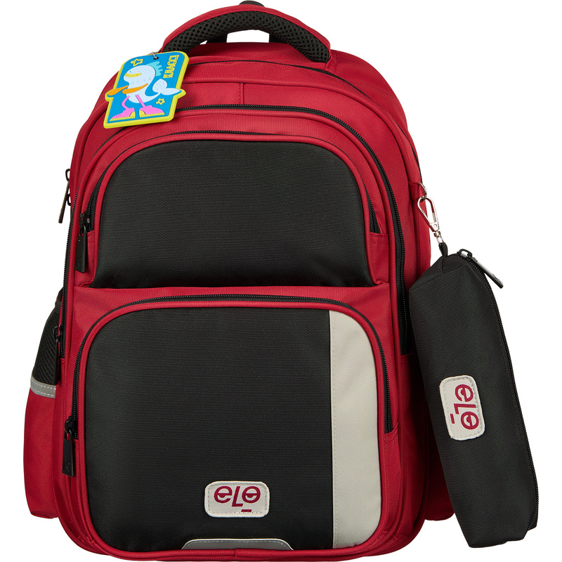 Изображение товара Школьный рюкзак Комус Класс Case бордовый/черный с пеналом эргономичный