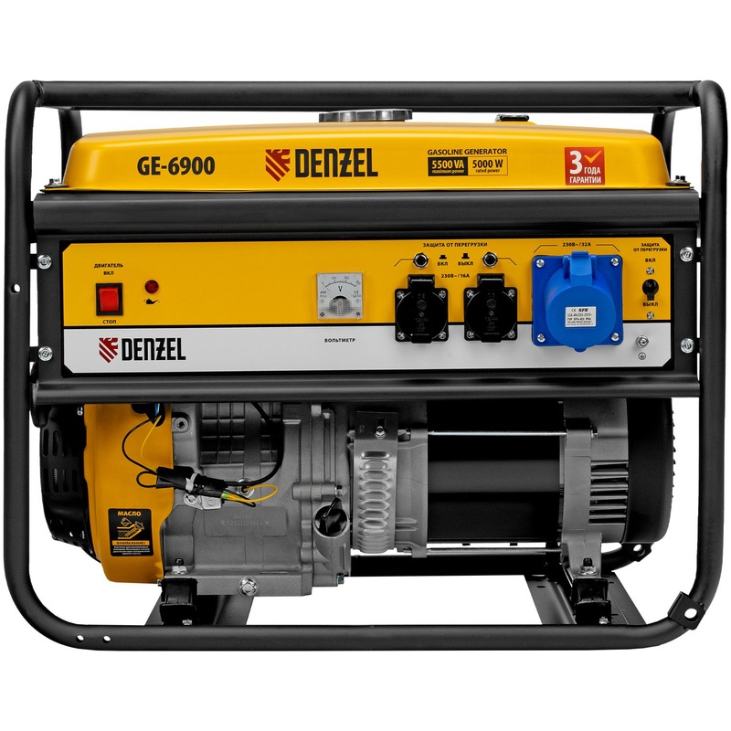 Изображение товара Бензиновый генератор Denzel GE-8900 с высокой мощностью 8.5 кВт