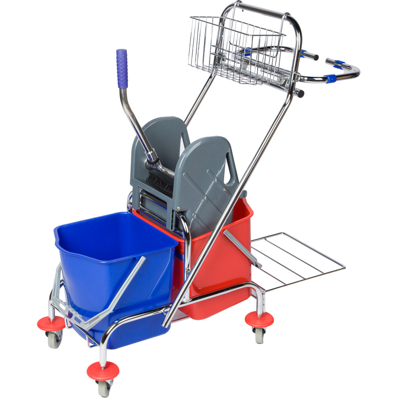 Изображение товара Профессиональная 2-ведерная тележка Luscan с отжимом для влажной уборки