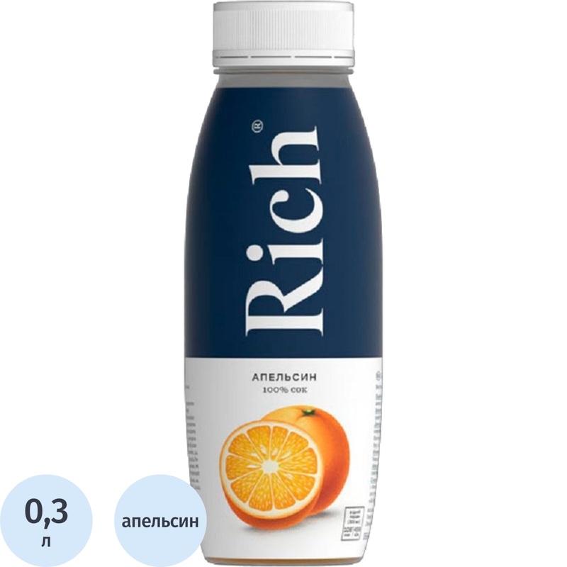 Изображение товара Нектар Rich Апельсиновый 0.3 л - натуральный сок без сахара