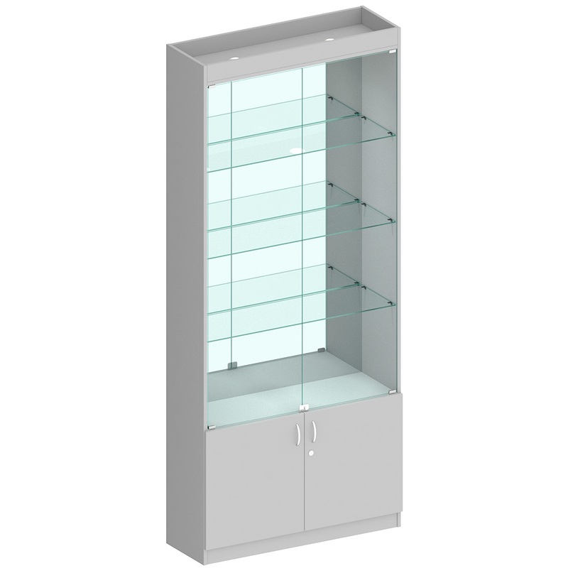 Изображение товара Витрина 300-3 серый прозрачный 900х300х2100 мм с подсветкой и накопителем