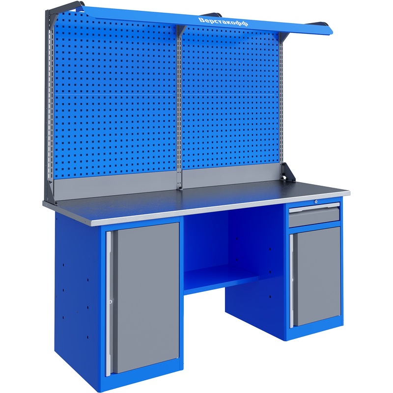 Изображение товара Верстак слесарный Верстакофф TNC 181.78.2-2F (серый/синий, 1796х696х1965 мм)