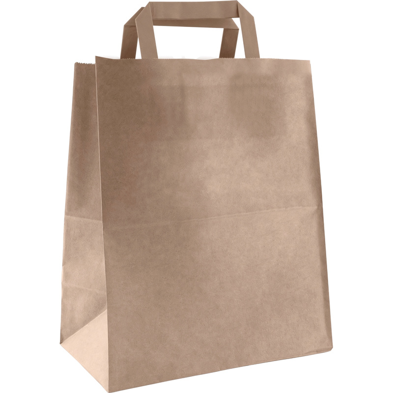 Изображение товара Крафт-пакет бумажный с плоскими ручками 240х140х280 мм