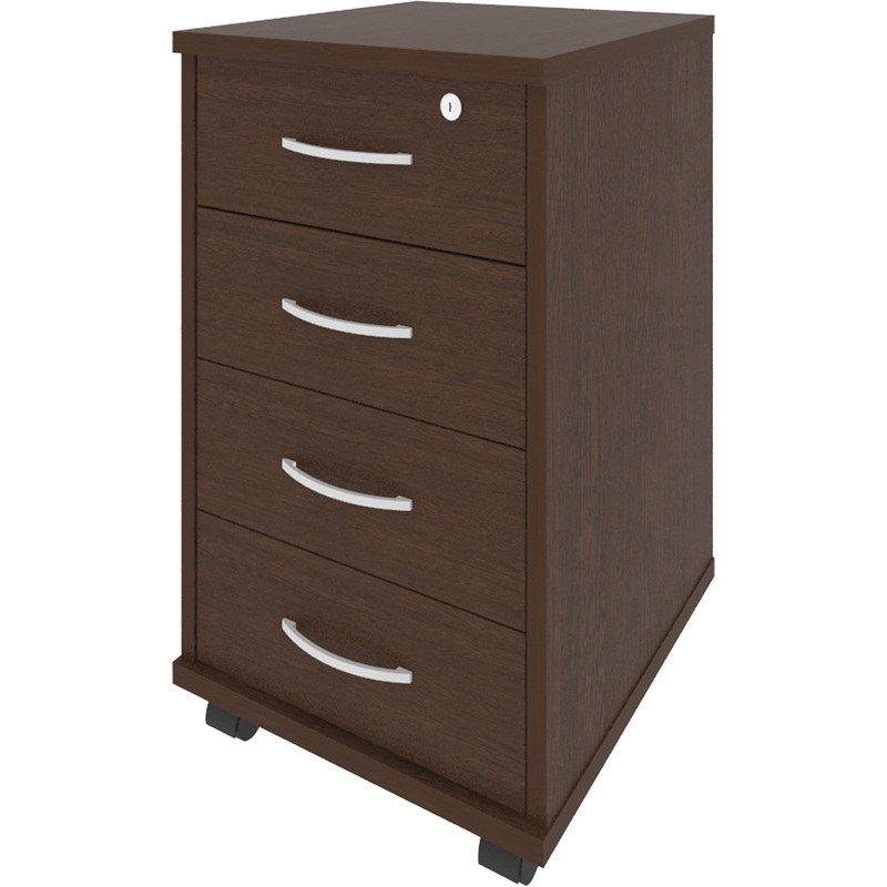 Изображение товара Тумба подкатная Riva с замком венге 420х450х708 мм 4 ящика офисная мебель