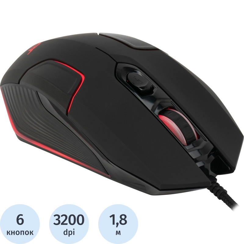 Изображение товара Игровая мышь Acer OMW170 черная с проводным USB подключением и подсветкой