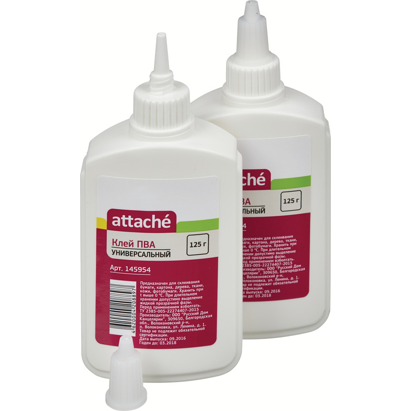 Изображение товара Клей ПВА Attache 125 г для бумаги, дерева и тканей, морозостойкий