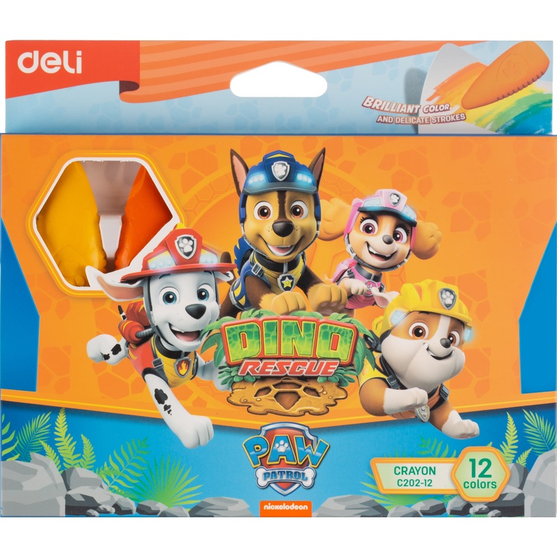 Изображение товара Мелки восковые Deli Paw Patrol фигурные 12 цветов для детей