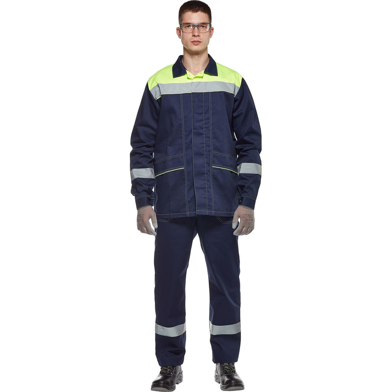 Изображение товара Костюм рабочий летний мужской л35-КПК с СОП синий/желтый (размер 52-54, рост 194-200)