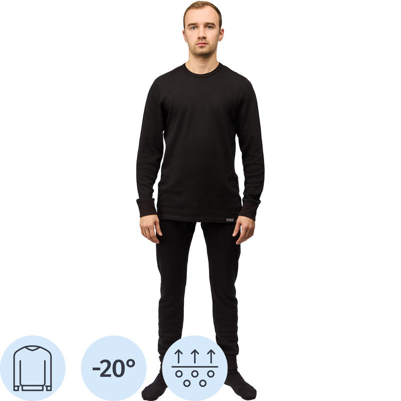 Изображение товара Мужская термофутболка Guahoo G21-2270S с начёсом чёрная 46-48 зимняя демисезонная