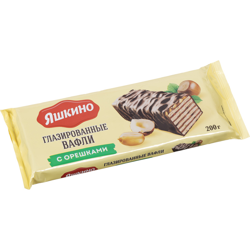 Изображение товара Вафли Яшкино глазированные с орешками 200 г