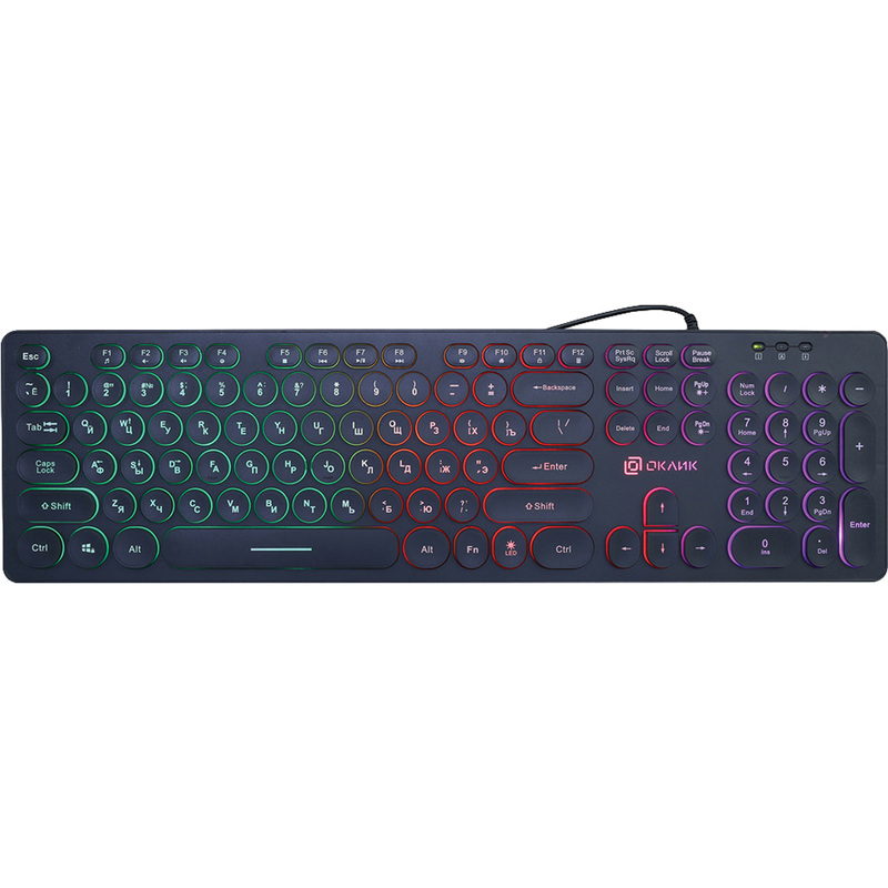 Изображение товара Клавиатура проводная Oklick 420MRL мембранная с подсветкой USB черная