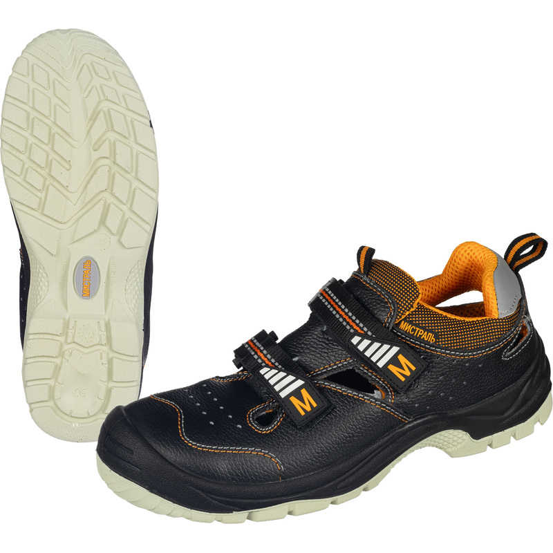 Изображение товара Полуботинки с перфорацией (сандалии) Мистраль Ultra ПУ-ТПУ из натуральной кожи с композитным подноском черные размер 43