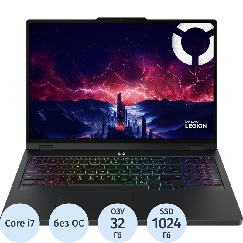 Изображение товара Ноутбук игровой Lenovo Legion Pro 5 16IRX10 16" чёрный Intel Core i7 14650HX/32 ГБ/SSD 1024 ГБ/NVIDIA GeForce RTX 5060 (83NN001HRK)