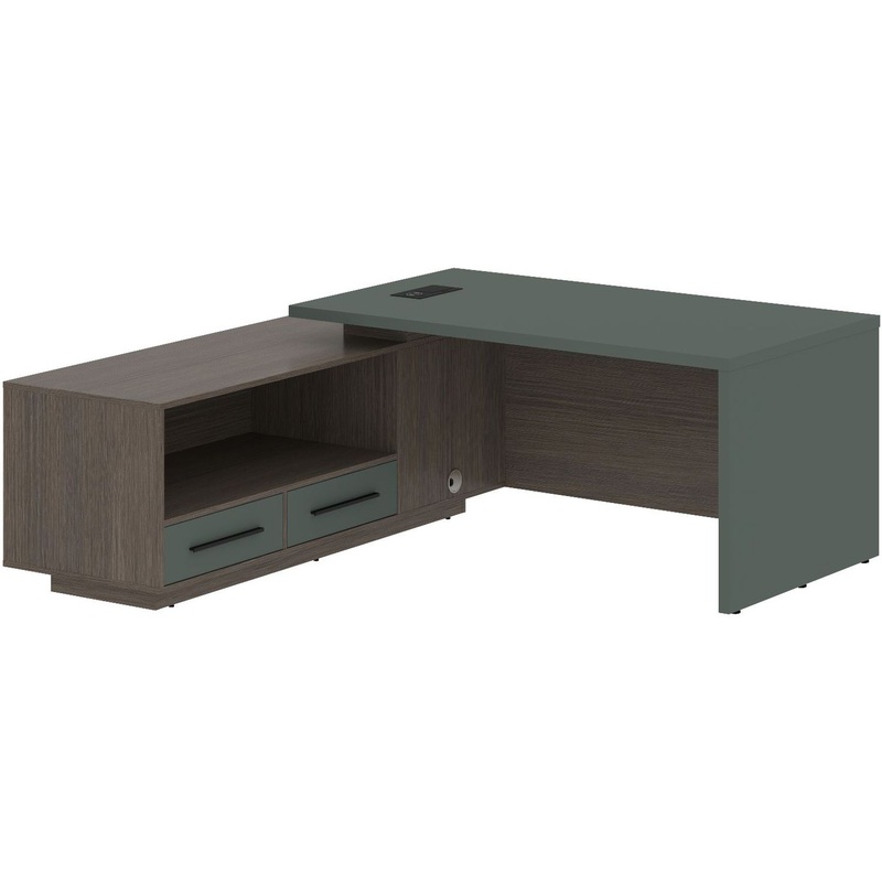 Изображение товара Стол руководителя Velion VCT 1919 с тумбой нефрит/дуб сильвер