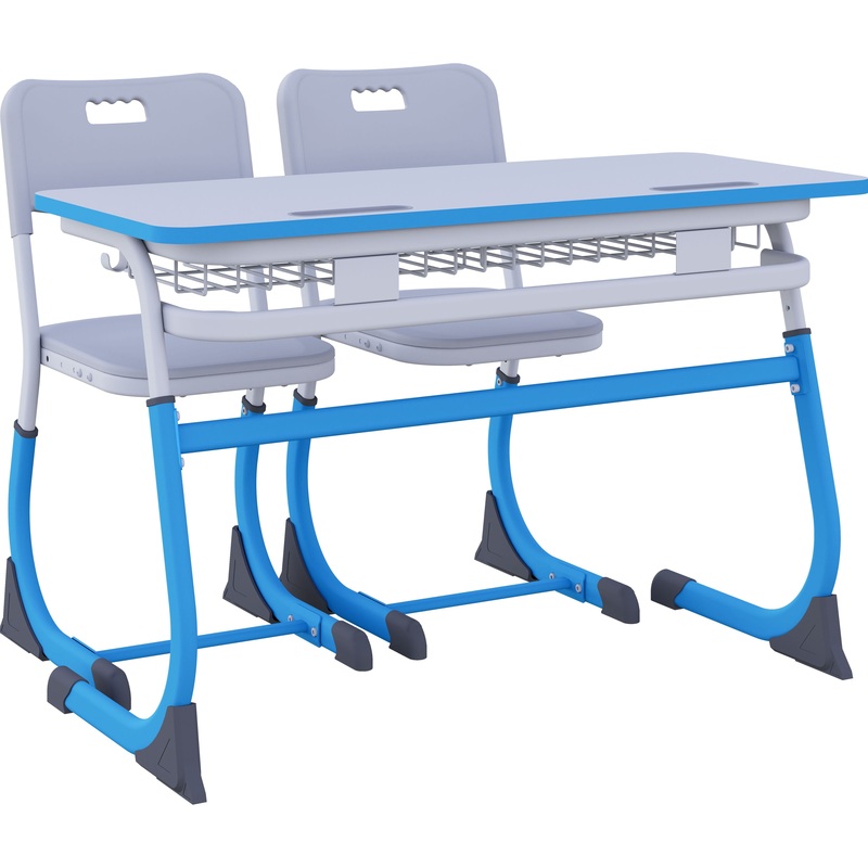 Изображение товара Комплект детский двухместный Smarty парта со стулом регулируемые серый синий доставка