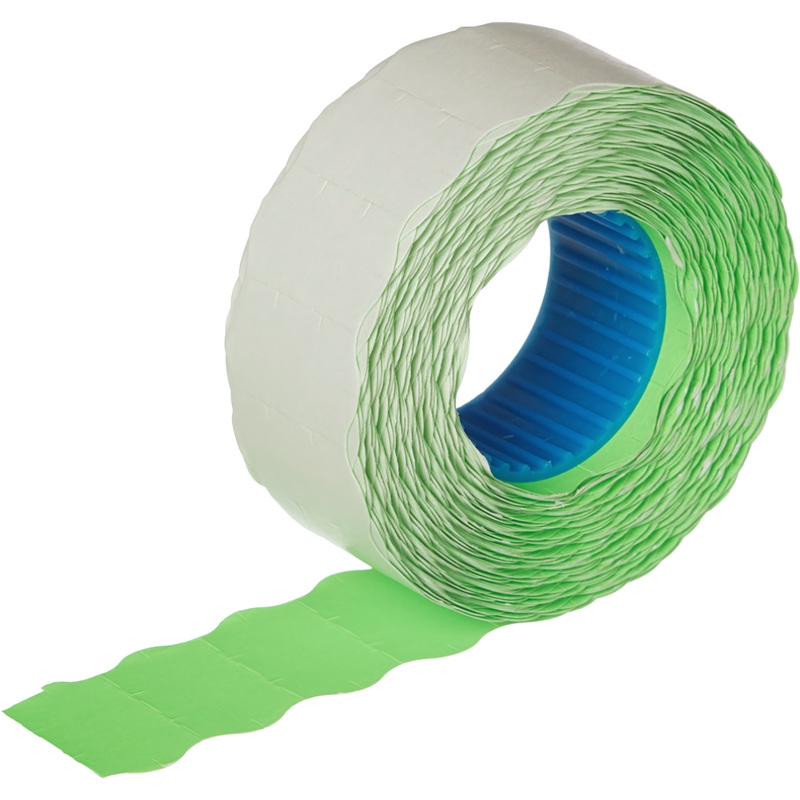 Изображение товара Этикет-лента волна зеленая 22x12 мм эконом 10 рулонов по 1000 этикеток